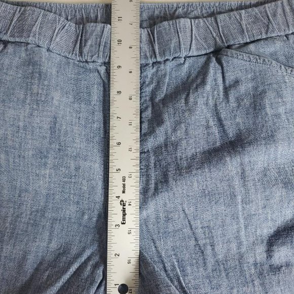 Lands End Pull On Ankle Pants Womens 12 Mid Rise Elastic Waist Chambray Pockets - Picture 9 of 11